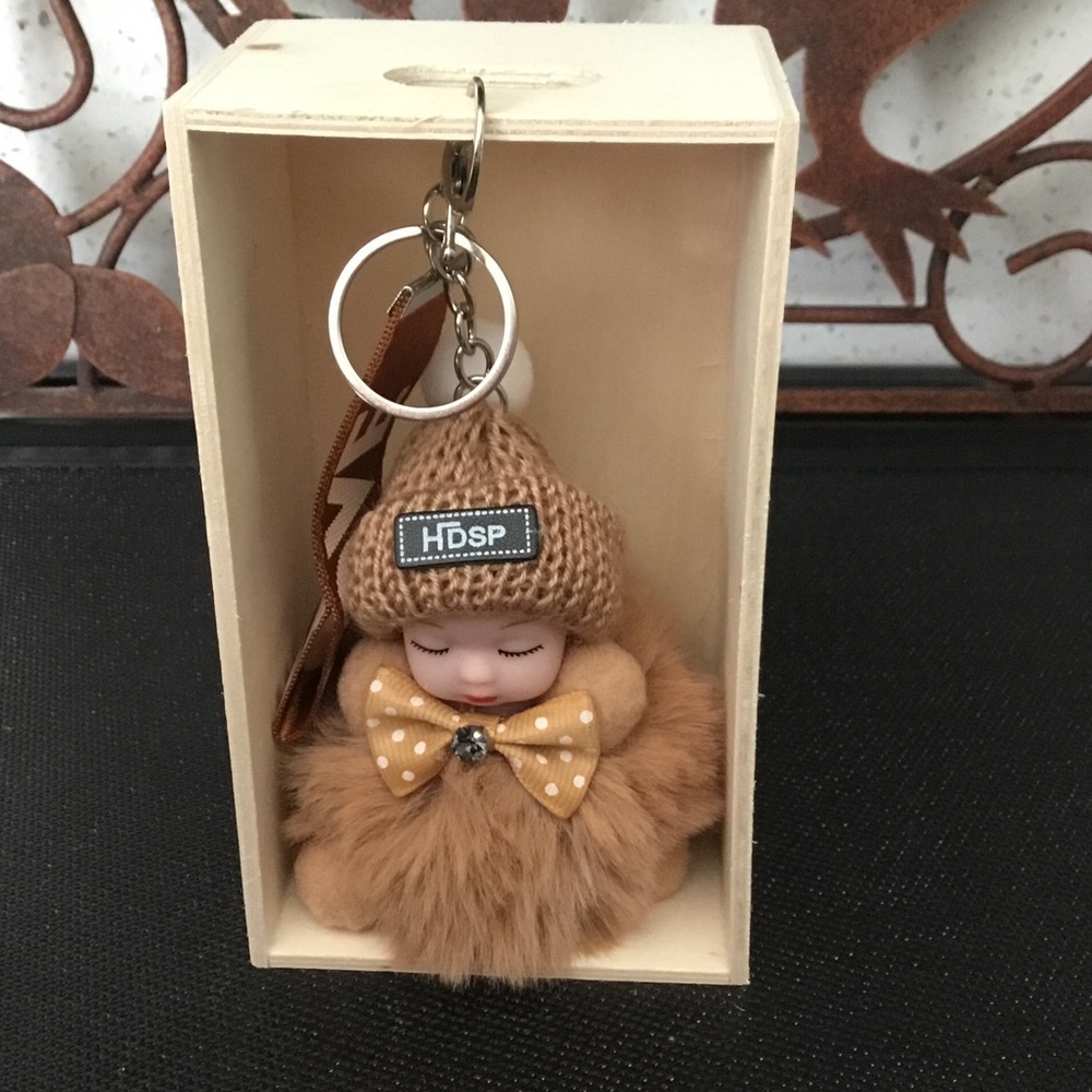 HDSP Brown Fur Pom-Pom Doll Keychain box not included